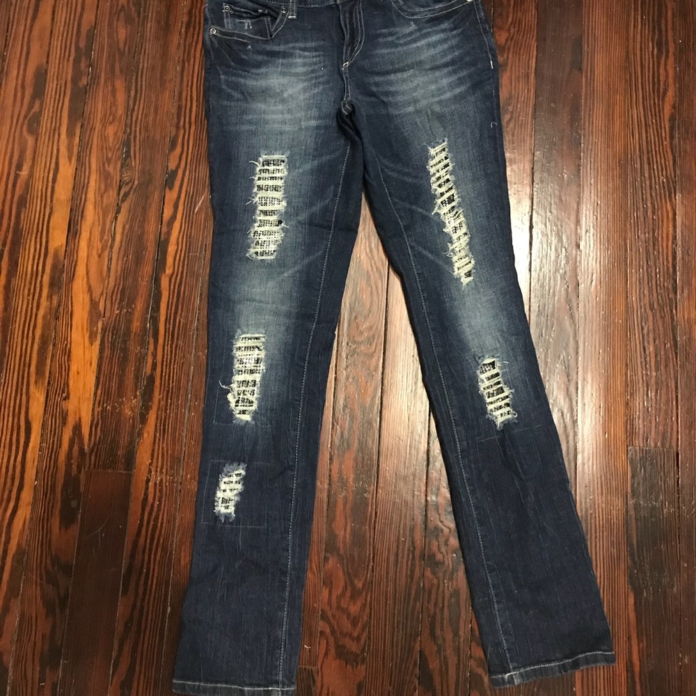INC distressed jeans with sequin detail